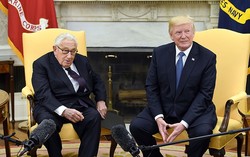 U.S. President Donald Trump meets with Dr. Henry Kissinger in the Oval office of the White House Oct. 10, 2017 in Washington D.C. 