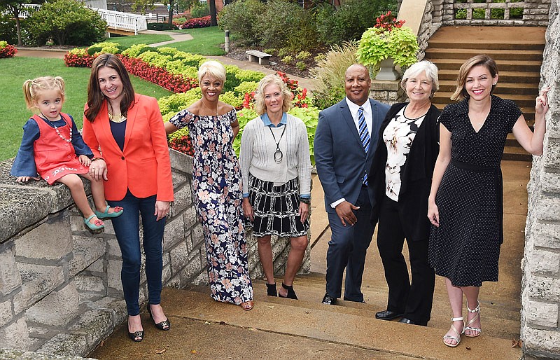 Models for the
upcoming Council
of Clubs Fashion
Show pose in the
Governor's Garden.
They are, from left,
Ally Bess Pederson,
Ashley Pederson,
Theressa Ferguson,
Dawn Nicklas, Robert
Boone, Dorothy
Goodin and Heather
Pirner.
