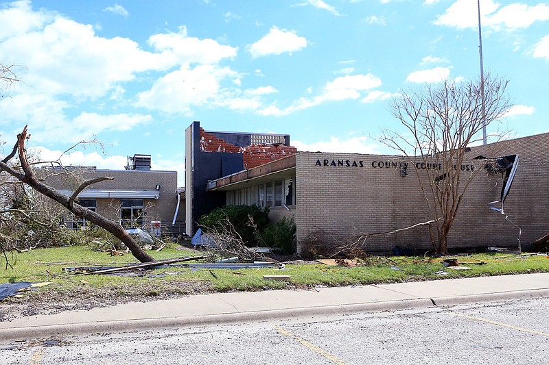 This August 2017 photo shows the Aransas County Courthouse in Rockport, Texas, and was among the buildings that received significant damage from Hurricane Harvey. 