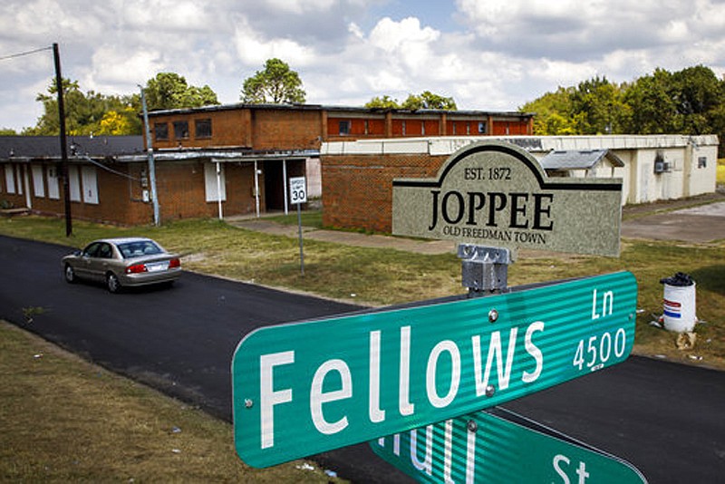 Melissa Pierce, a former all-black school, is shown Oct. 2 in the Joppa neighborhood in Dallas. The neighborhood has historically been pronounced "Joppee" but has been spelled "Joppa," so signs in the neighborhood can bear either spelling. 