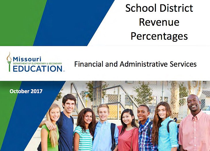 A new report by the Missouri Department of Elementary and Secondary Education (cover screenshot above) shows changes in percentage of local and state revenue to total revenue received by all school districts in the state from 2006 to 2016. 