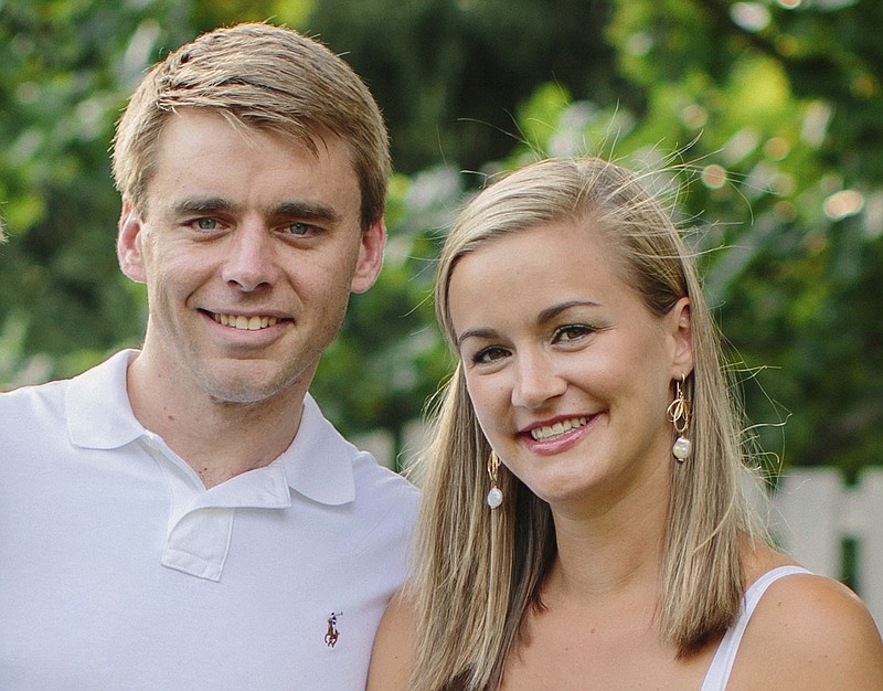 This July 2017 photo provided by Meghan Beth Photography shows Alison Wrenne and her husband, Daniel, in their backyard in Lexington, Ky. Alison Wrenne was making waffles for her two young children one morning when abdominal pain forced her to the floor. A neighbor who's a physician assistant urged her to go to the emergency room. Wrong decision, according to her health insurer. Wrenne was diagnosed with a ruptured ovarian cyst, but Anthem said it wasn't an emergency and stuck her with a $4,110 bill. 