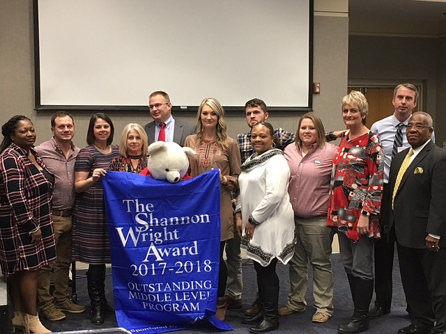 The leadership team at North Heights Junior High recently received the 2017 Shannon Wright award during the Arkansas Association of Middle Level Education Fall Conference. The award is given to schools that demonstrate outstanding achievement in the implementation of best middle-level practices. (Submitted photo)
