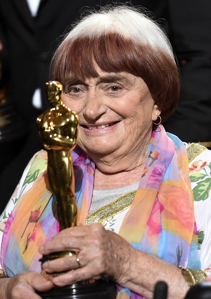 French film director Agnes Varda holds her honorary Oscar following the 2017 Governors Awards ceremony at The Ray Dolby Ballroom on Saturday, Nov. 11, 2017, in Los Angeles. (Photo by Chris Pizzello/Invision/AP)