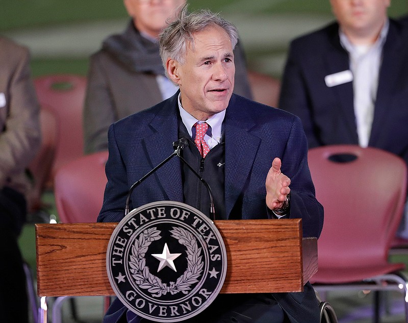 Texas Gov. Greg Abbott speaks during a prayer vigil for the victims of the Sutherland Springs First Baptist Church shooting Wednesday, Nov. 8, 2017, in Floresville, Texas. A man opened fire inside the church in the small South Texas community on Sunday, killing more than two dozen and injuring others.