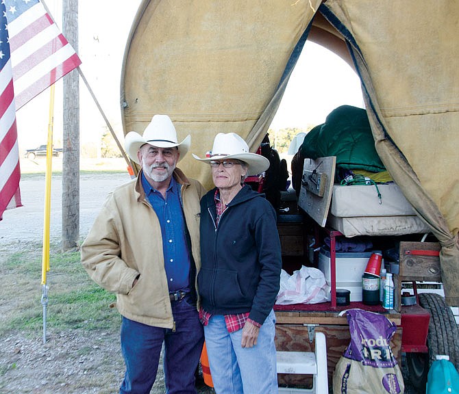 Courtesy of the Parsons Sun
Eddie Stafford and his traveling companion Nancy Clardy pose for a photo while on the road in Parsons, Kansas. 