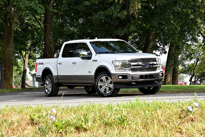 This photo provided by Ford shows the 2018 Ford F-150, a top-selling truck in the full-size category. It was updated for the 2018 model year with revised styling and a new 10-speed automatic transmission for improved fuel efficiency. (Courtesy of Ford Motor Co. via AP)