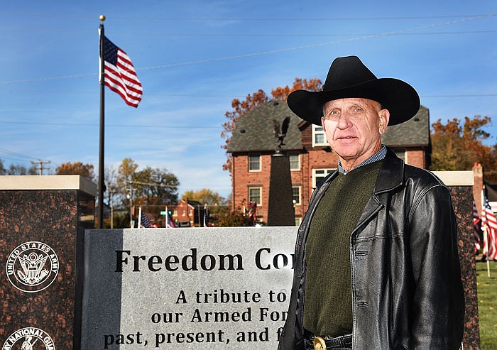 Hank Stratman stands at Freedom Corner after a Veterans Day ceremony in 2017. Stratman and his wife, Linda, have been instrumental in bringing the Warwick Village area back to life and in creating Freedom Corner.