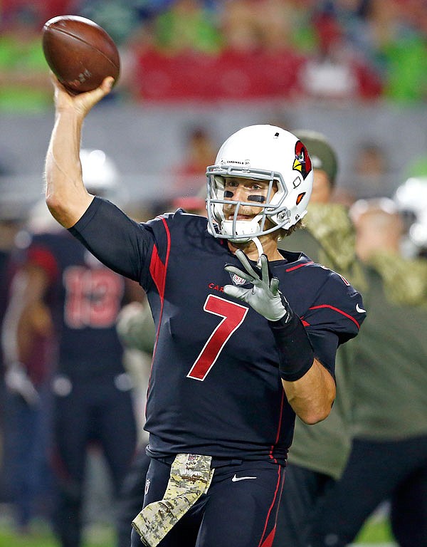 Cardinals quarterback Blaine Gabbert warms up prior to last Thursday night's game against the Seahawks in Glendale, Ariz. Gabbert could start Sunday against the Texans.