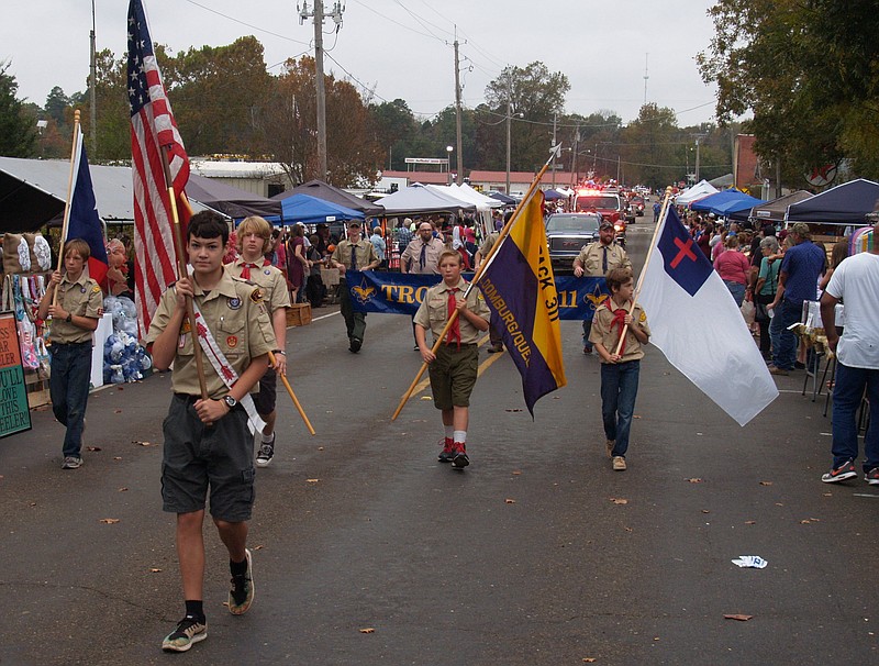 Members of Pack 311 of the Atlanta and Queen City, Texas, area were impressive in leading Bloomburg's Cullen Baker Festival Parade.