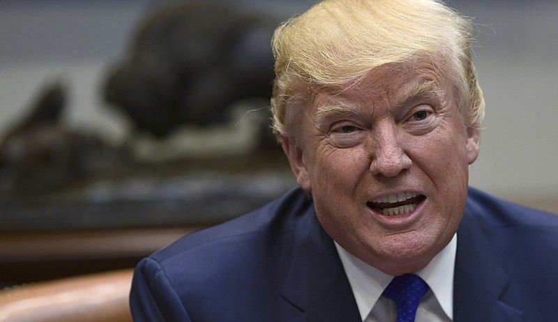 President Donald Trump speaks in the Roosevelt Room of the White House in Washington, Tuesday, Nov. 28, 2017, during a meeting with Republican congressional leaders. (AP Photo/Susan Walsh)