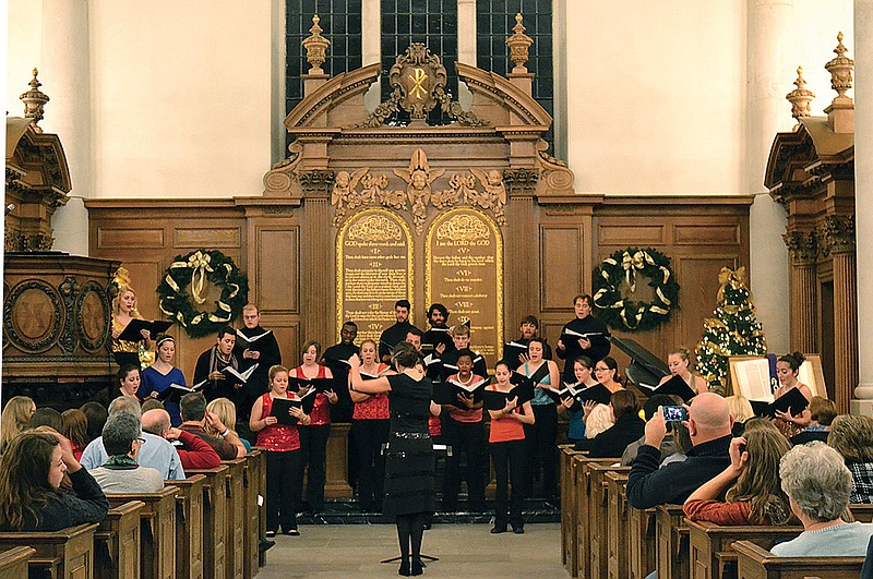 A Lessons and Carols celebration takes place at the historic St. Mary the Virgin church at Westminster College. Doors open at 4:30 p.m. and the concert begins at 5 p.m. Sunday.