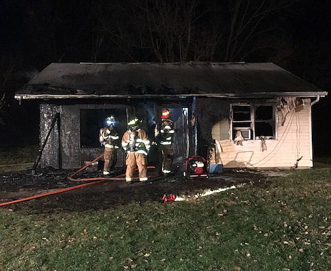 Fire destroyed this home in the 2800 block of Kenborg Hills Road early Wednesday, Dec. 6, 2017.