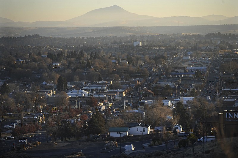 This photo taken Wednesday, Dec. 06, 2017, shows the town of Madras, Ore. The town in Central Oregon, which is near an epicenter of America's fascination with microbreweries, is thirsting for a piece of the action and offering incentives for the first brewery to establish itself in the high-desert community. (Ryan Brennecke/The Bulletin via AP)