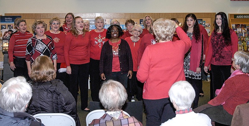 The Heart of Missouri Chorus of the Sweet Adelines, performed at the Barnes and Noble Bookstore in Columbia on Dec. 7, 2017, for one of its many Christmas season performances. (Submitted photo)