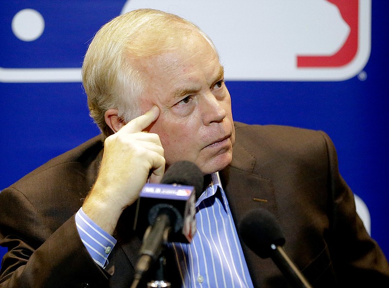 Baltimore Orioles manager Buck Showalter talks with members of the media at the Major League Baseball winter meetings Tuesday, Dec. 12, 2017, in Orlando, Fla. 