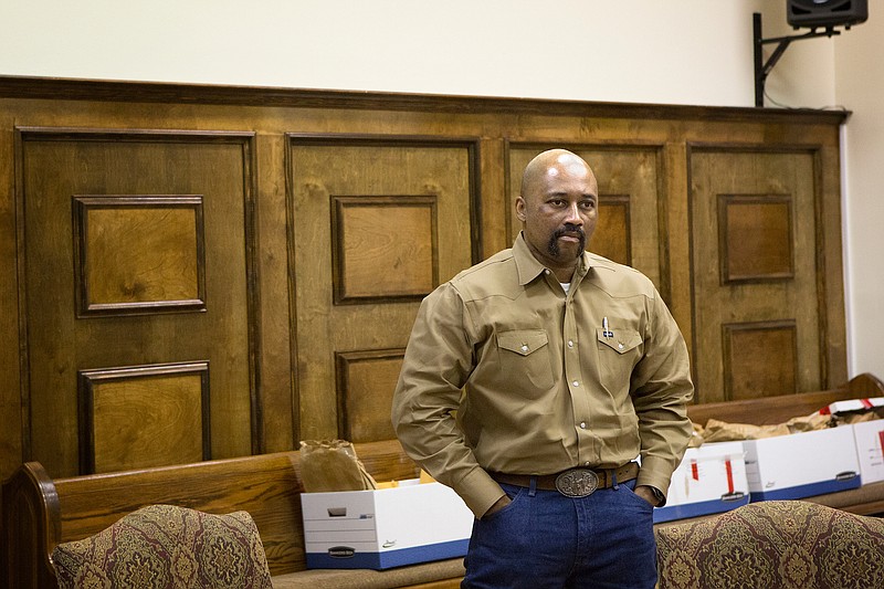 In this May 8, 2015, file photo, Tim Howard waits in the courtroom at Little River County Courthouse in Ashdown, Ark., as the jury deliberates his fate during his retrial in the 1997 murder of an Ashdown couple and attempted murder of their baby.