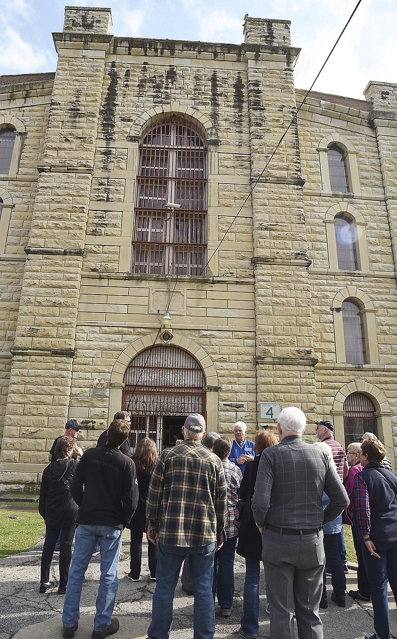 Julie Smith/News Tribune
A tour group with Sunnyland Travel Center in Springfield prepare to enter A-Hall on the grounds of the former MSP. The Jefferson City Council will vote Monday evening to form the Missouri State Penitentiary Community Partners, which will serve as a redevelopment group. Among others, the group will include representatives from  city, county and state agencies. 