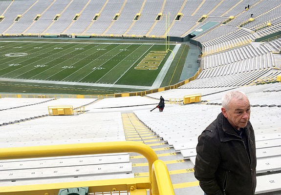 Patrick Webb, executive director of the Green Bay/Brown County Professional Football Stadium District, recalls watching a game known as the "Ice Bowl," at Lambeau Field in Green Bay, Wis. Webb spoke from near the spot where he stood during the game 50 years ago between the Cowboys and Packers played in sub-zero temperatures.
