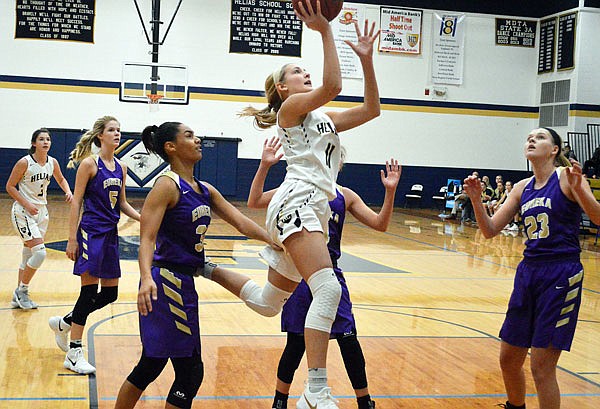 Lauren Alexander of Helias goes up for a shot during Thursday afternoon's game against Eureka at Rackers Fieldhouse.