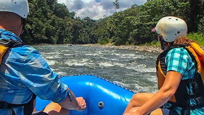 River runners rafting to Pacuare Lodge encounter easy Class 2 rapids getting there; and when they leave, heart-pounding class 4 and 5 rapids downstream. 
