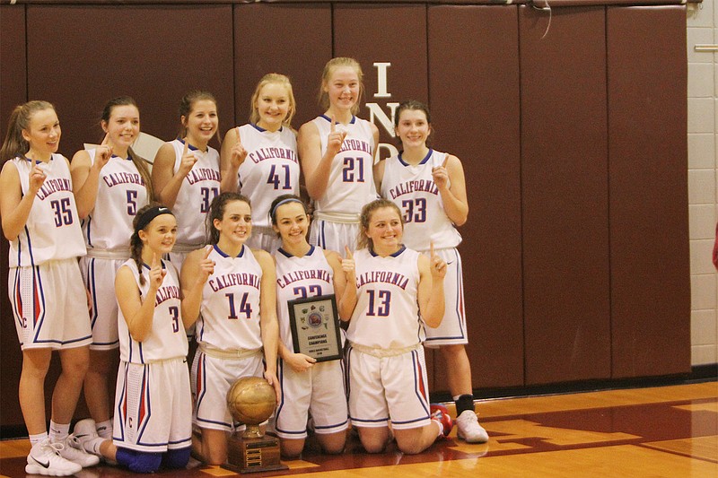 The California Lady Pintos won the championship game of the Tri-County Conference Tournament on Jan. 5. California defeated Osage 69-59.