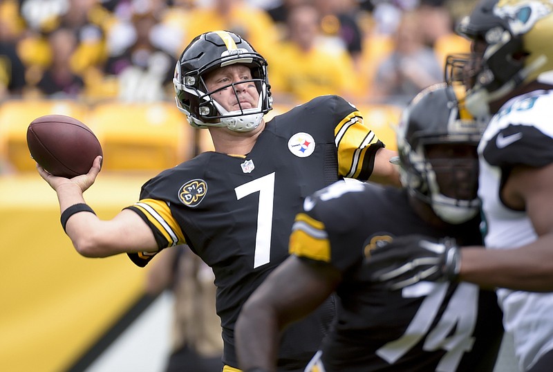 In this file photo from Oct. 8, 2017, Pittsburgh Steelers quarterback Ben Roethlisberger (7) passes in the first quarter of an NFL football game against the Jacksonville Jaguars, in Pittsburgh. Three months later, Roethlisberger doesn't want to talk about that five-interception meltdown against Jacksonville, a shot at redemption awaits Sunday in the playoffs. 