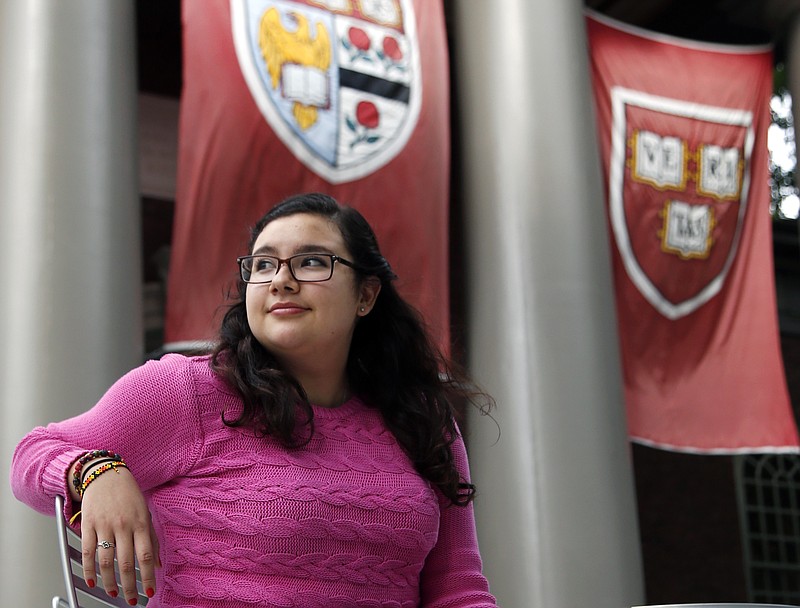 Harvard University junior Dorothy Villarreal, 20, poses on campus in Cambridge, Mass., Monday, Sept. 16, 2013. Villarreal grew up speaking Spanish at home, but it wasn't until she studied in Mexico this past summer that she discovered just how much of the language she still didn't know. Colleges and universities across the country have begun taking notice as well, retooling foreign language programs to improve upon these students' skills.