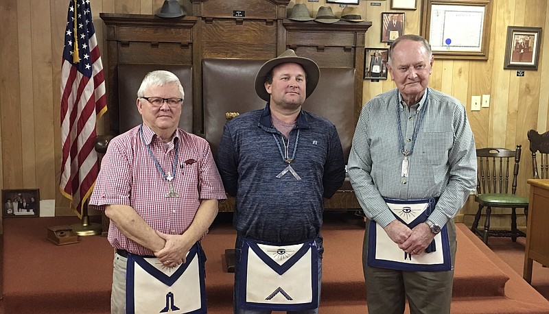 Edwards Masonic Lodge 593 recently elected 2018 officers. They include Senior Warden Arnold Hodge, Worshipful Master Jason Friday and Junior Warden George Coker. (Submitted photo)