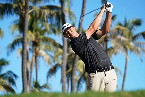 Patton Kizzire drives on the 17th tee during Sunday's final round of the Sony Open in Honolulu.