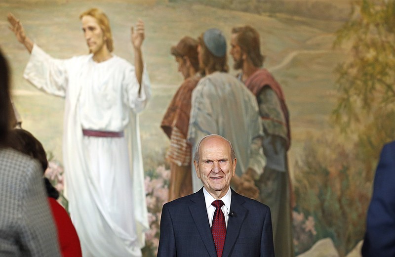 President Russell M. Nelson arrives at a news conference announcing his new leadership in the wake of the death of President Thomas S. Monson Tuesday, Jan. 16, 2018, in Salt Lake City. (AP Photo/Rick Bowmer)