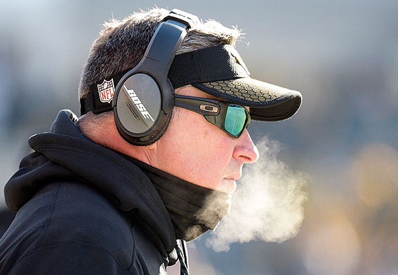 Jaguars coach Doug Marrone watches Sunday's win against the Steelers in Pittsburgh.
