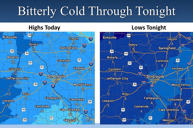 National Weather Service graphic for Tuesday, Jan. 16, 2018