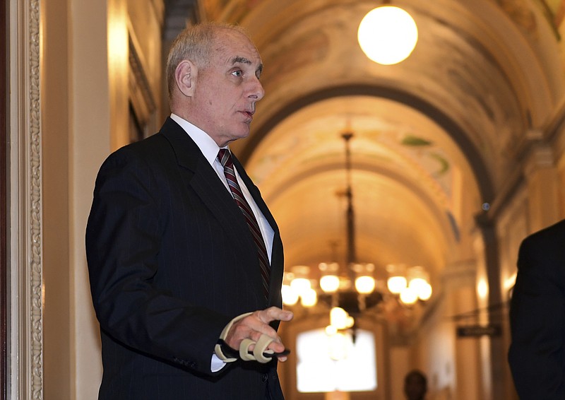 White House Chief of Staff John Kelly arrives on Capitol Hill in Washington, Wednesday, Jan. 17, 2018, for a meeting with the Congressional Hispanic Caucus. (AP Photo/Susan Walsh)