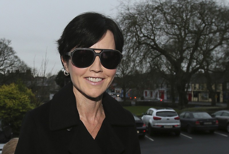 In this Dec. 16, 2015 file photo, Cranberries singer Dolores O'Riordan arrives at Ennis District Court, in Ennis, Ireland. O'Riordan, lead singer of Irish band The Cranberries, has died. She was 46, it was reported on Monday, Jan. 15, 2018.