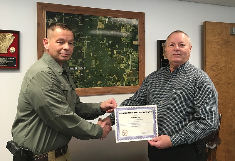 Alan Keller, left, of Miller County Sheriff's Office was promoted to the rank of lieutenant by Sheriff Jackie Runion, the sheriff's office announced Wednesday, Jan. 17, 2018.