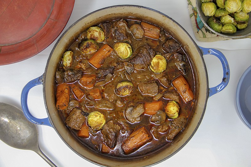 This Jan. 11, 2018 photo shows a French-style beef stew with vegetables in Bethesda, Md. This dish is from a recipe by Melissa d'Arabian. (Melissa d'Arabian via AP)