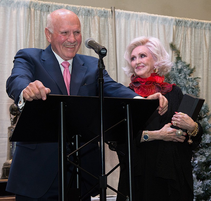 Dean and LaCrecia Barry are the recipients of the 2018 C.E. Palmer Award at a Friday evening ceremony in Texarkana. (Photo by Kaitlyn Gordon)
