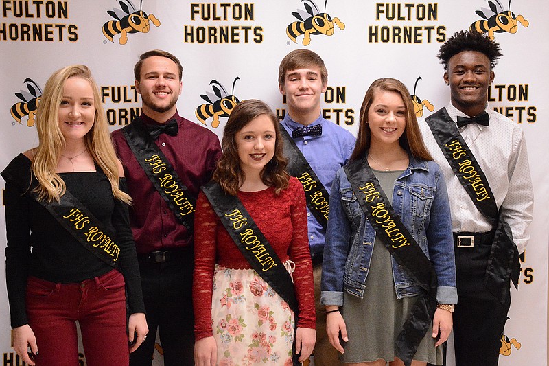 Fulton High School's king and queen candidates for courtwarming include, from left, Kelsie Skinner, Hunter Wilson, Megan Adams, Tucker Caswell, Kyleigh Davis and Makygh Galbreath-Braxton. 