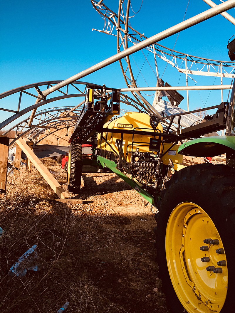 Barns and tractors were damaged Jan. 21 during an EF-1 tornado with 110 mph estimated winds hitting the Legacy Ranch in southwest Little River County. The ranch owner estimates $1 million in damages. No one was injured in the storm. 