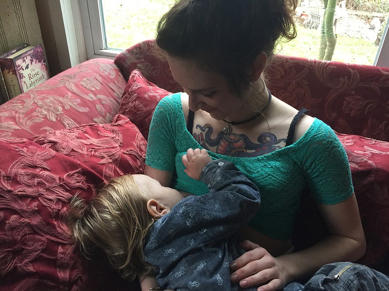 When Jenna Sauter's youngest son, Axel, tested positive for THC "marijuana's active ingredient" after he was born, she got a home visit from local social services. Sauter says she and her friends don't smoke near their children. (Sarah Varney/KHN/TNS)