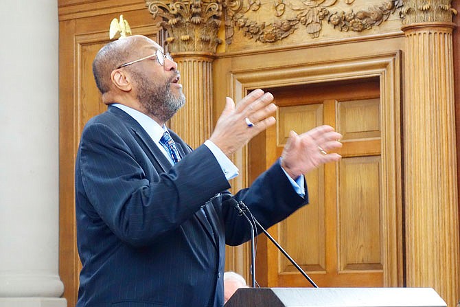 Presenting the sixth annual C.S. Lewis Lecture on Wednesday at Westminster College was Marvin A. McMickle, holder of several doctorates, president of Colgate Rochester Crozer Divinity School, pastor, civil rights advocate and educator. On the 50th anniversary of the assassination of Martin Luther King Jr., McMickle spoke about pertinent social issues still occuring. He also is the author of 15 books.