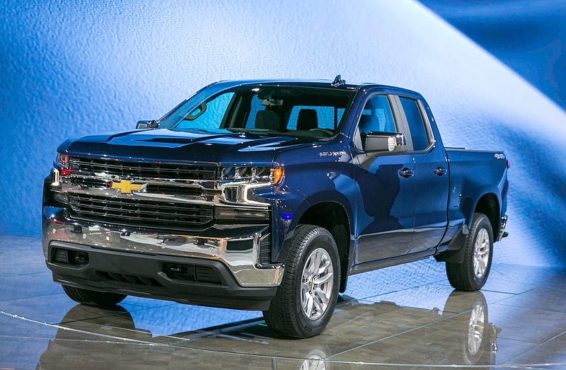 The 2019 Chevrolet Silverado 1500 LT on display Monday, January 15, 2018 at the North American International Auto Show in Detroit, Michigan. The LT features chrome accents on the bumpers, front grille and mirror caps, Chevrolet bowtie in the grille, LED reflector headlamps and signature daytime running lights. The interior features an 8-inch color touch screen and available leather seating surfaces. (Photo by John F. Martin for Chevrolet)
