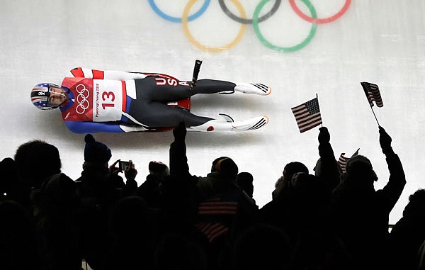 Chris Mazdzer of United States competes during the final heats of the men's luge competition Sunday at the Winter Olympics in Pyeongchang, South Korea.