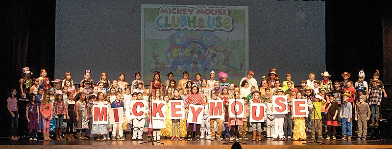 <p>Democrat photo / David A. Wilson</p><p>California R-I Elementary School third graders begin the “Celebrating 75 Years of Disney Magic” program Feb. 8, at the California High School with “Mickey Mouse Mash-Up” in memory of the Mickey Mouse Club.</p>