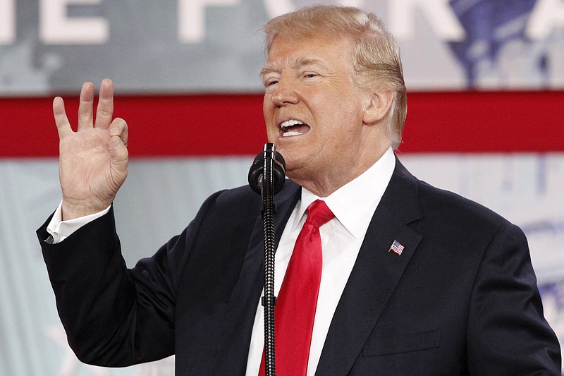 President Donald Trump speaks to the Conservative Political Action Conference (CPAC), at National Harbor, Md., Friday, Feb. 23, 2018. (AP Photo/Jacquelyn Martin)