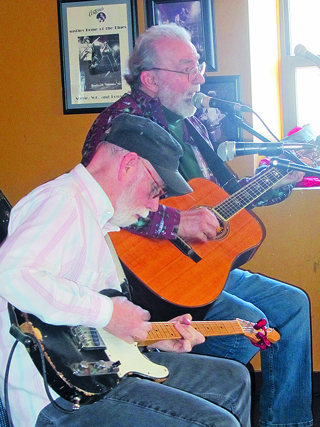 D. Clinton Thompson, left, and Michael Cochran perform Sunday at The Mission, while the Missouri Cultural Conservancy records the performance as an ongoing effort to preserve cultural history, particularly music, from communities along the Missouri River.