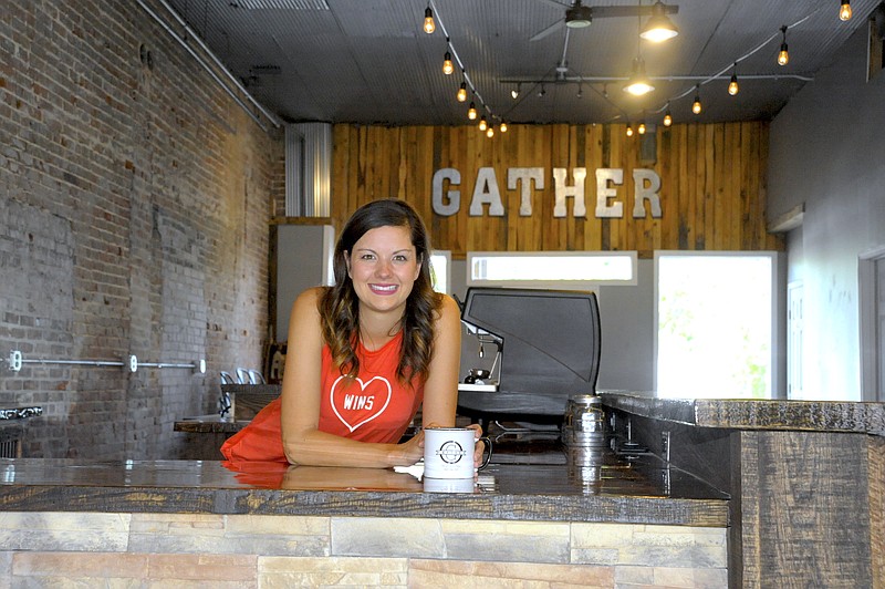 Chelsea McGill, owner of Grind Coffee Shop on Oak Street in California, is seen in this March 2018 photo.
