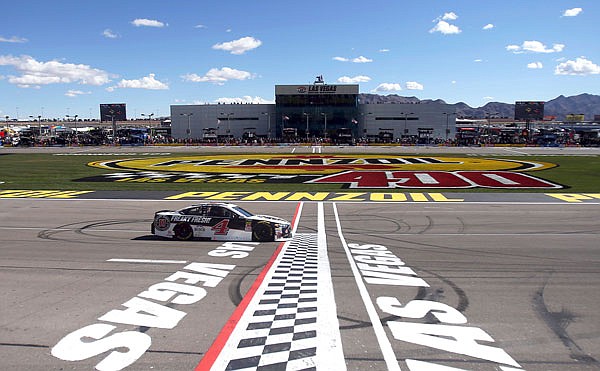 Kevin Harvick passes the start/finish line during Sunday's NASCAR Cup race in Las Vegas.