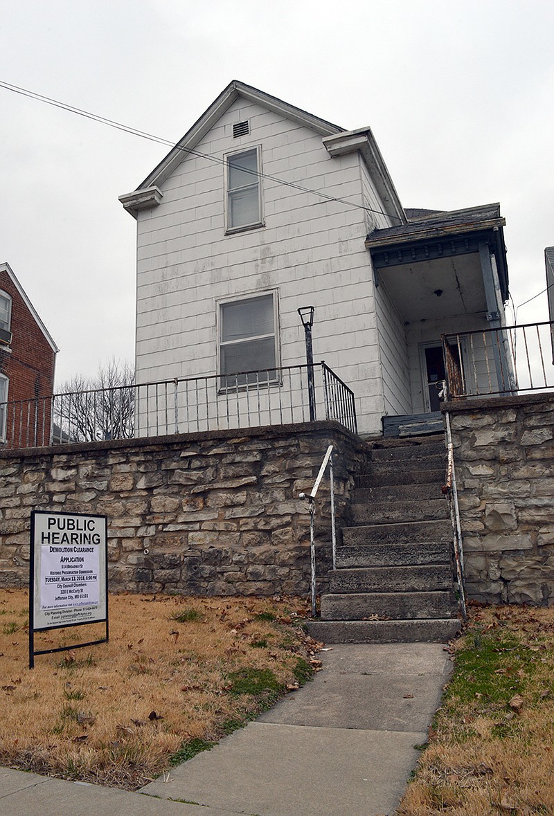 The Jefferson City Historic Preservation Commission will hear a demolition clearance application regarding 514 Broadway St. on Tuesday.